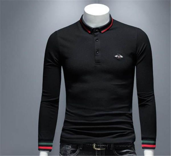 

2020 мужские дизайнерские рубашки с длинными рукавами бренд мода топы дышащие свободные полосатый узор письмо вышивка роскошные топы толстов, White;black