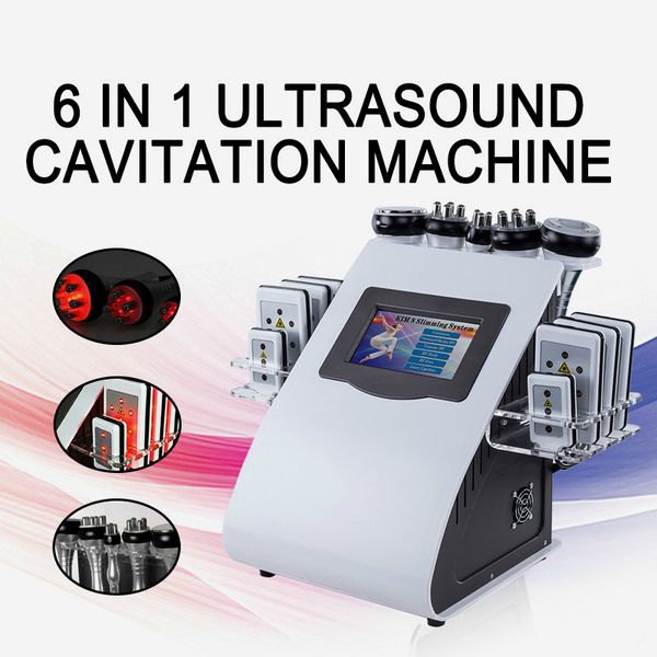 

portable 6 in1 ultrasonic liposuction 40k cavitation radio frequency vacuum bipolor rf machine 3 color light slimming beauty equipment