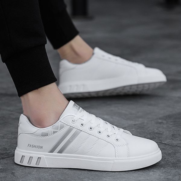 

2020 spring new casual shoes men's board shoes trend breathable men's white fashion luxury walking mens tennis shoes sneakers, Black