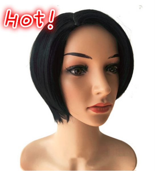

europe and the united states explosion models african black short hair bob head wig chemical fiber high temperature silk hood