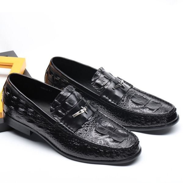 

2020 mens casual genuine leather flats loafers comfortable business wine red black formal boat shoes men british leather shoes