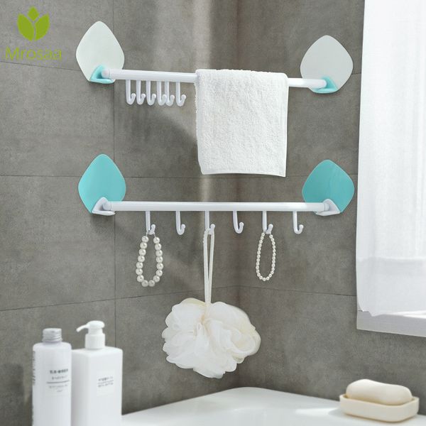 

mrosaa adhesive hook door hanger wall nail 6 movable hooks towel rack kitchen ware sponge holder bathroom accessories