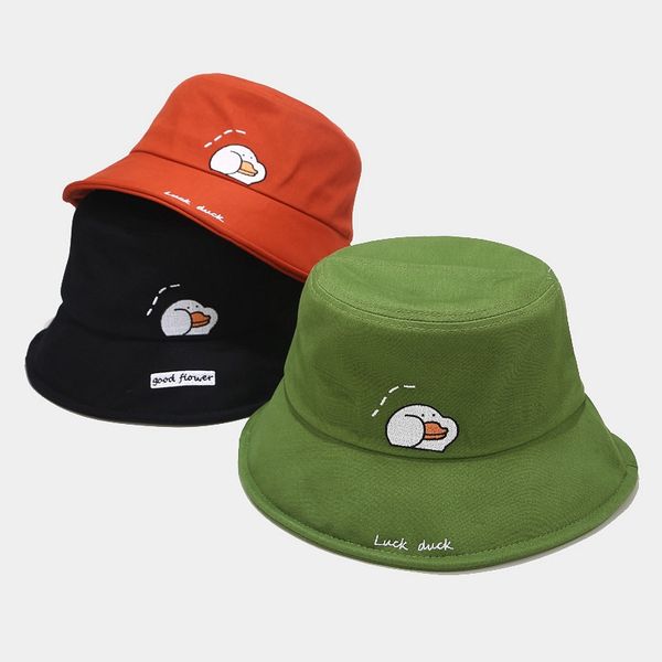 

japanese cute duckling cartoon fisherman hat women female korean wild spring and autumn student art small fresh summer green hat, Blue;gray