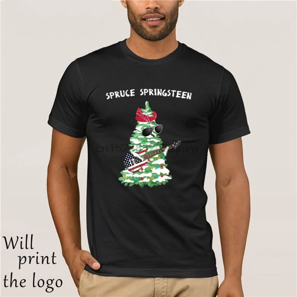 

men's t-shirts spruce springsteen christmas tree t-shirt xmas guitar gift present cool casual pride t shirt men fashion tshirt, White;black