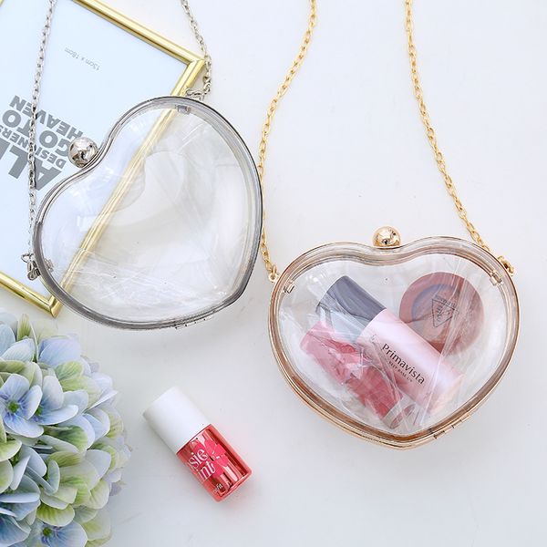 

acrylic cute heart shape clear transparent single shoulder bags cartoon jelly women messenger crossbody bag fashion girl bag