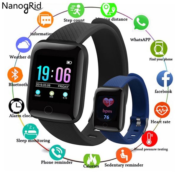 

id116 color screen smart watch men women kids for android ios heart rate fitness tracker watches wearable device sport bracelet, Slivery;brown