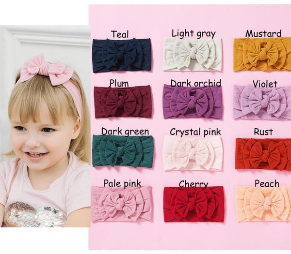 

100 pcs/lot , double knotted bow nylon headbands, infant baby girls hair accessories nylon turban headwrap, Slivery;white