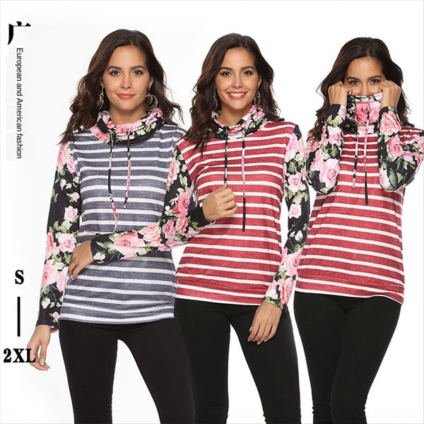 

women's long-sleeved printed knitted in season 2019 women's long-sleeved printed knitted pullover t-shirt pullover in season 2019, White