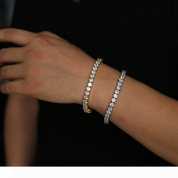 

new arrived mens iced out tennis bracelet with cz round square cut hip hop men jewelry drop shipping women mens husband jewelry gift, Golden;silver