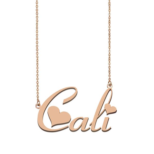

cali name necklace pendant for women girls birthday gift custom nameplate kids friends jewelry 18k gold plated stainless steel, Silver