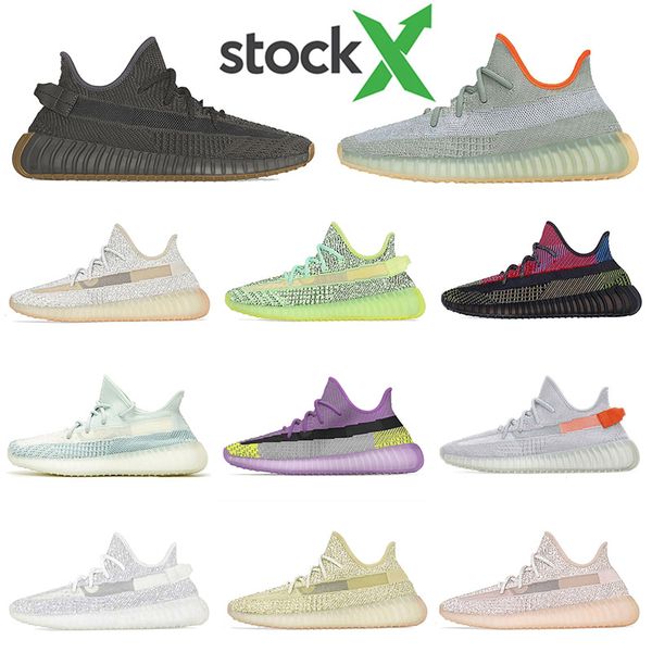 

высокое качество kanye west мужские женские кроссовки cinder earth desert sage tail светло-синий оттенок статические светоотражающие брендов, White;red