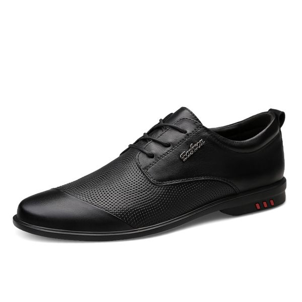 

male office wedding flats footwear mocassin homme luxury business oxford leather shoes men breathable formal dress shoes %h1688, Black
