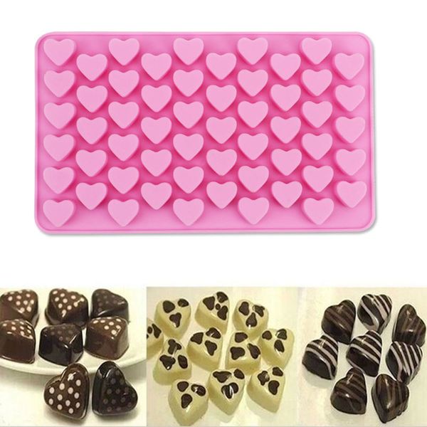 

1pcs 55 holes non-stick silicone chocolate cake love heart shaped mold bakeware baking jelly ice heart mould baking gadgets