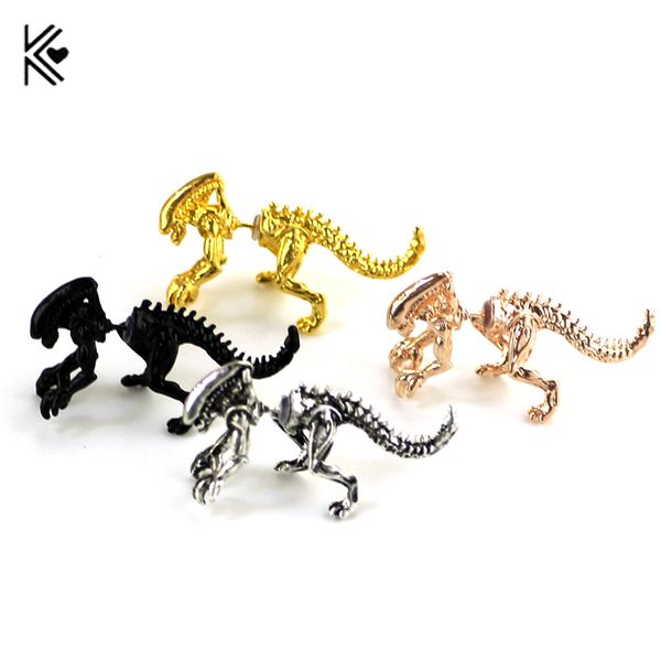 

new the aliens dinosaur ear clip 4 color earrings animal piercing ear jewelry can dropshipping gift for women fashion jewelry, Silver
