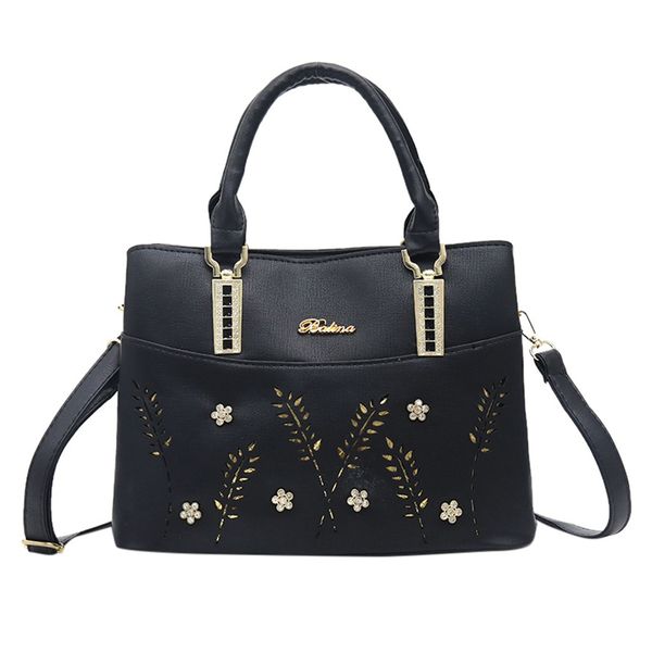 

35#women 2019 new flower shoulder bag simple tote bag fashion crossbody purse female woven buckle big shoulder bags