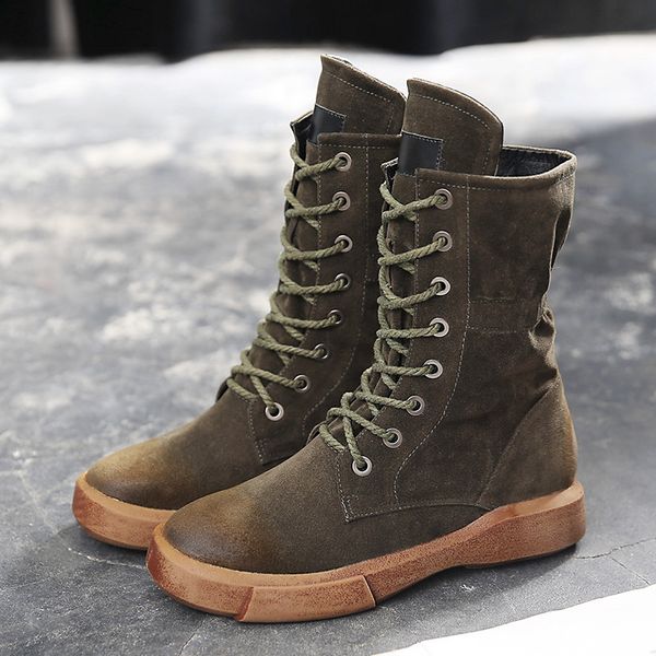 

2019 women fashion boots lace up rome style winter warm short plush retro boots women shoes casual size 40 high me-69, Black