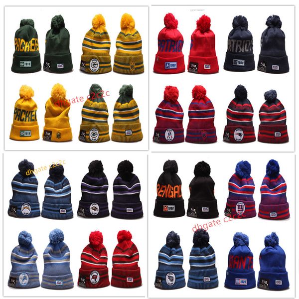 

2019 new winter beanie knitted port team ba eball football ba ketball beanie women pom fa hion man cap warm outdoor hat, Black;white