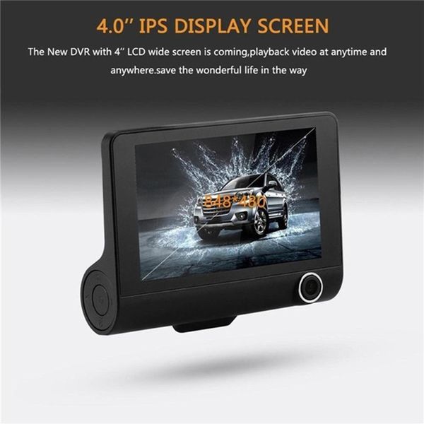 

universal car dvr 3 cameras lens dash camera dual lens with rearview camera video recorder dvrs dash cam