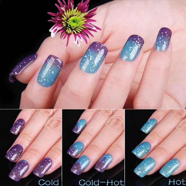 

thermal magnetic gel varnish chameleon glitter nail polish long-lasting temperature color change soak off uv gel lacquer