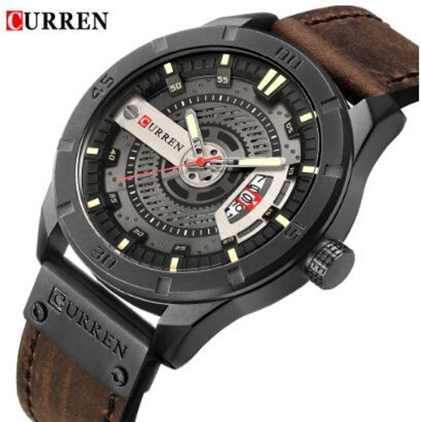 

2019 Brand CURREN Men Military Sports Watches Men's Quartz Date Clock Man Casual Leather Wrist Watch Relogio Masculino, Red