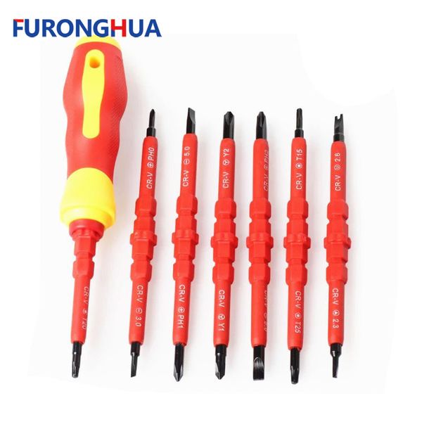 

8pcs vde electricians screwdriver set tool electrical fully insulated high voltage multi screw head type