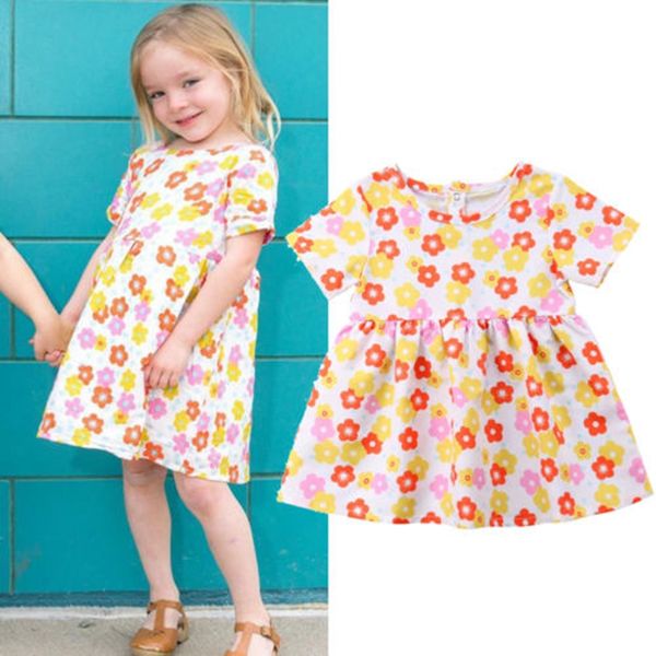 

2019 new baby girl dress flower toddler infant baby kid girls print floral princess party wedding tutu floral dress 1-6t
