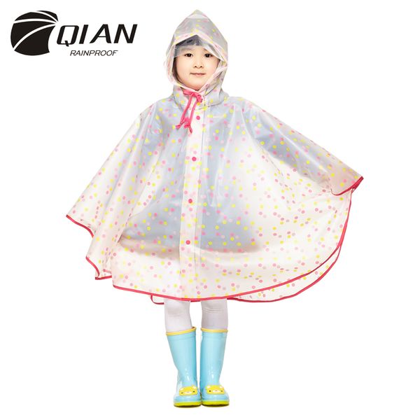 

qian rainproof impermeable children eva rain coat eco-friendly kids waterproof rain cloak school tour rainwear gear poncho