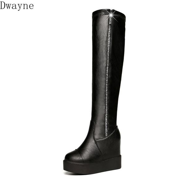 

2019 winter new over the knee boots high heel long tube slim platform boots high side zipper, Black