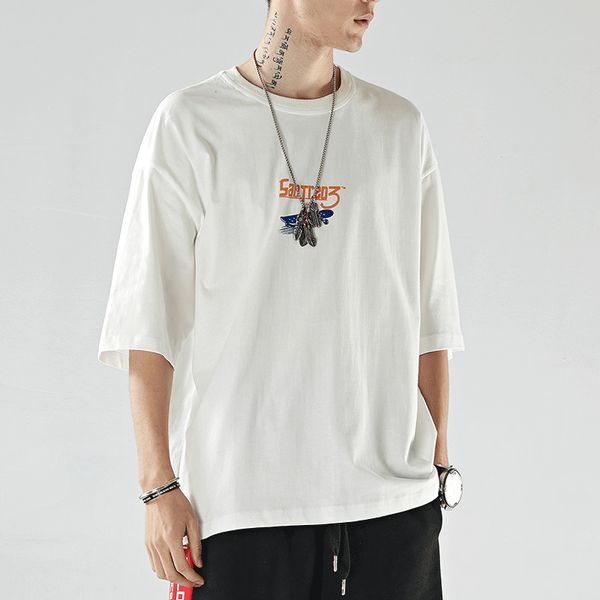

2020 short-sleeved t-shirt men's summer new all-cotton shirt men's fashion korean version of the half-sleeved t-shirt loose pure c, White;black