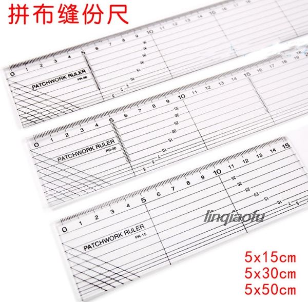 

multiple stitching patchwork ruler transparent ruler fixed diy handmade cloth tool 15/30/50cm, Black