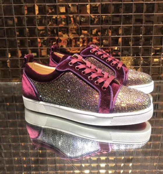 

new low cut multi glitter pik casual flats party red bottom luxury shoes for designer casual shoes women men party designer sneakers, Black