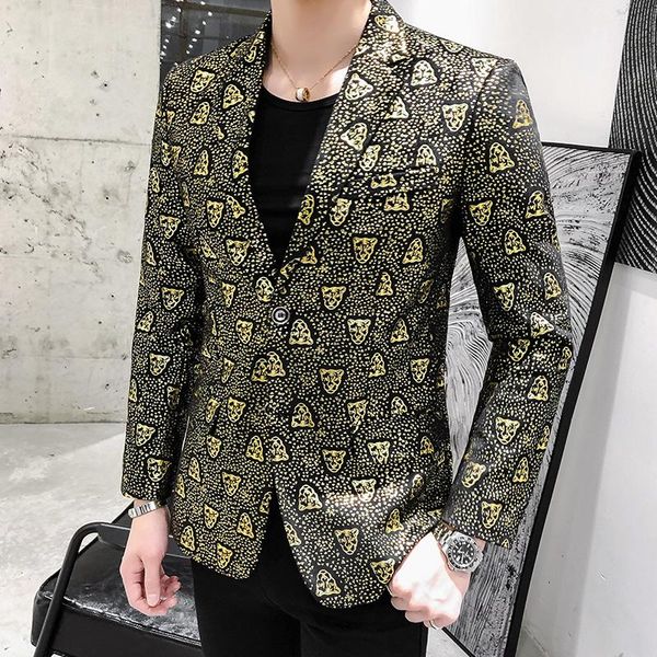 

unique design men's blazers and suit jackets banquet clothes golden tiger slim fit tuxedos mens blazer jacket stage new, White;black