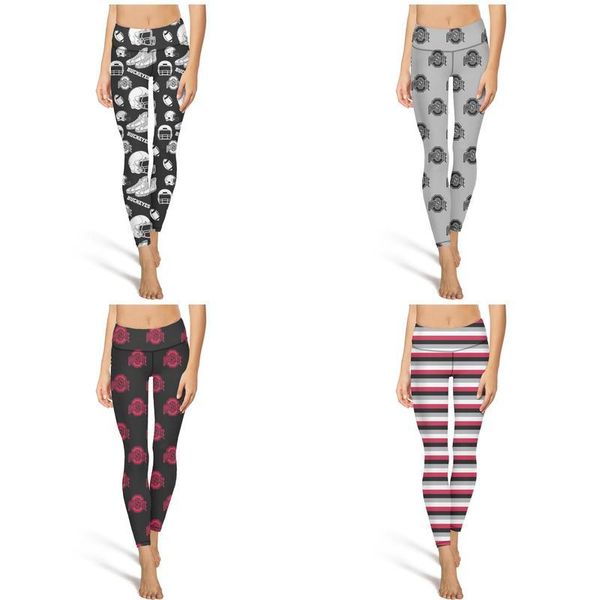 

ohio state buckeyes football logo gray fashion women's custom yoga pants 90 degrees casual soft suitable for dance leggings black and