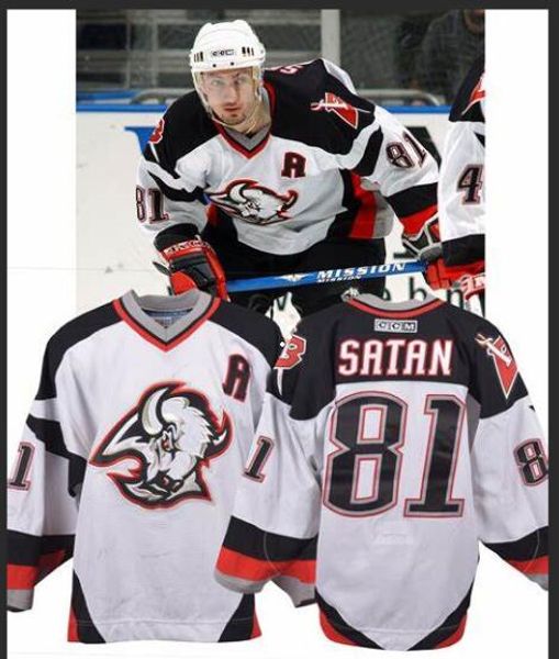 

hockey men youth women vintage #81 miroslav satan 2002-03 hockey jersey custom any name number, Black