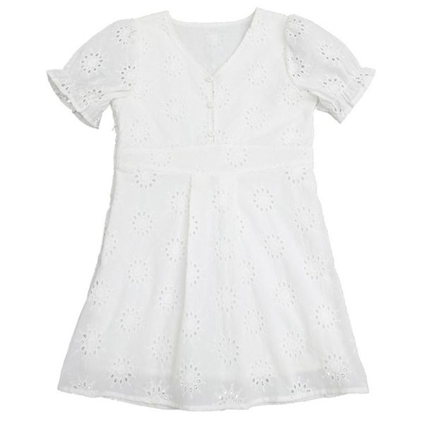 

3 to 14 years kids & teenager girls summer embroidery eyelet white v-neck elegant flare dress children girl fashion cotton dress, Red;yellow