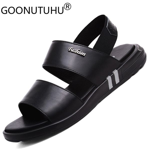 

2020 new men's sandals summer genuine leather shoes man urban youth beach sandals platform black casual shoes for men size 36-45 t20042