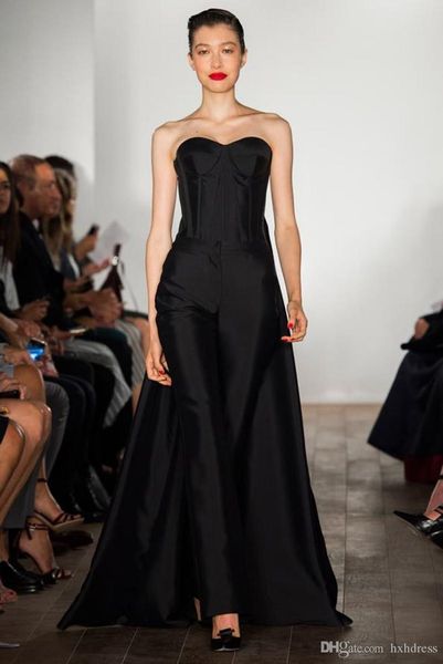 

2019 new elegant mother of the bride pant suits jumpsuit corset exposed boning womens formal party prom dresses evening wear, Black;red