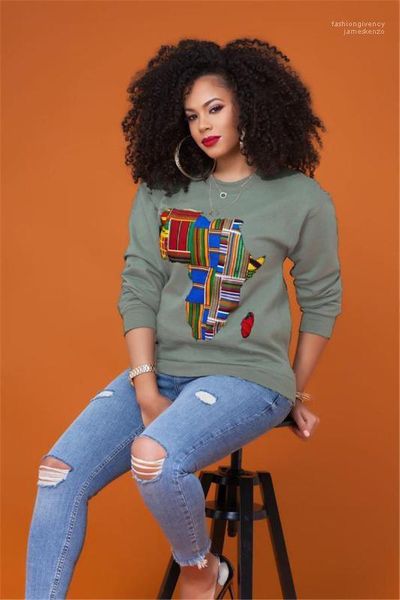 

одежда красочный узор мода женская обычная одежда африка карта печати женские кофты дизайнер повседневная весна осень, Black