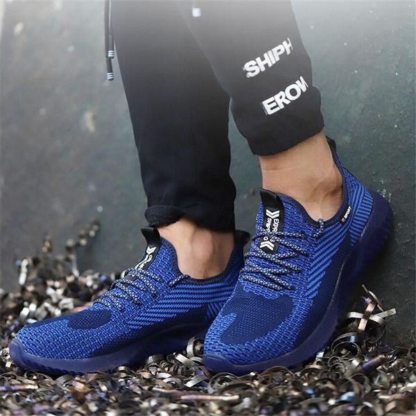 

men's outdoor steel toe anti smashing protective work shoes boots men puncture proof indestructible safety shoes anti-slip, Black