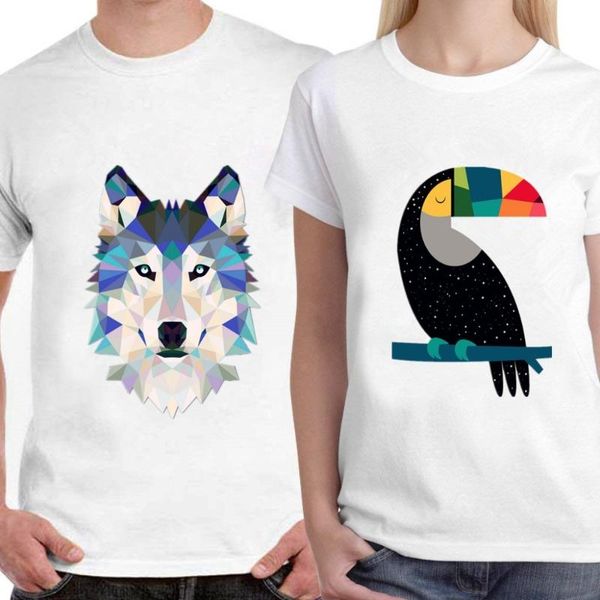 

skipoem смешные tshirt bird panda wolf геометрическая хлопок o шея футболка плюс размер с коротким рукавом марка женщины t-shirt femme, White