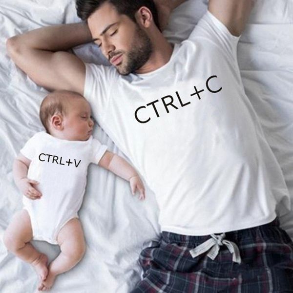 Roupas combinando para família Ctrl+C e Ctrl+V Camiseta pai filho camiseta Family Look pai camiseta body para bebê roupas combinando para família