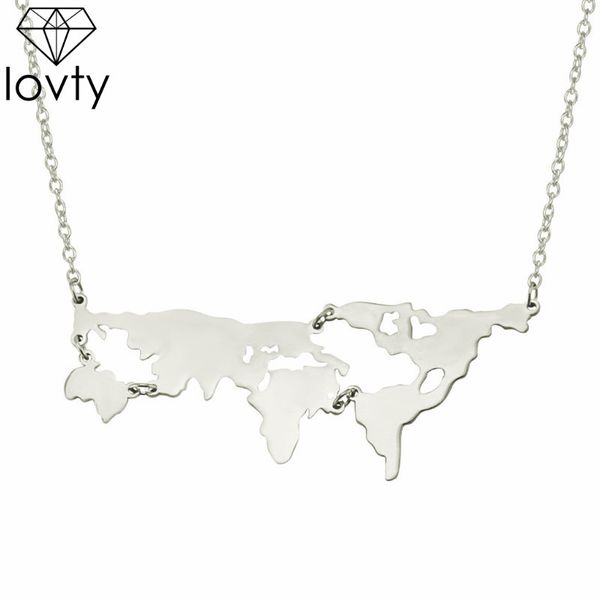 

lovty fashion exquisite necklace,7 continents stitch the necklace fashion travel around the world, Silver