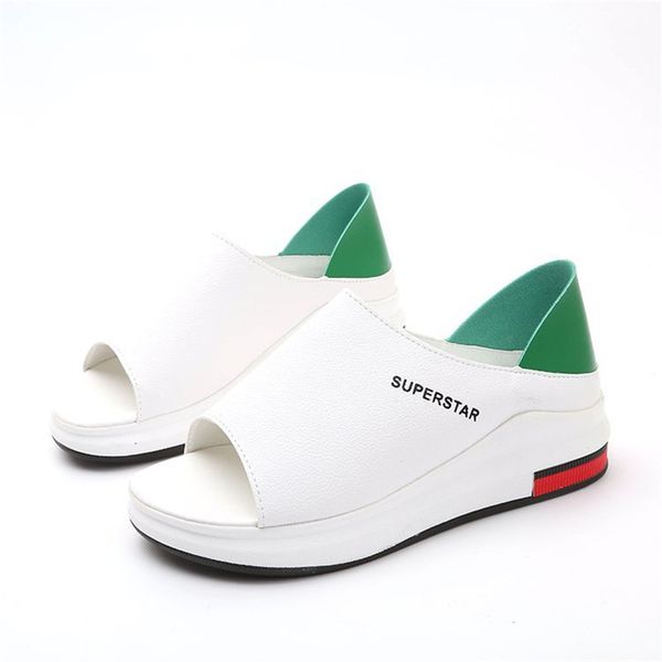

Plus Size Summer Casual Flat Women Sandals Sport Fashion Mixed Colors Slip-On PU Leather Non-slip Platform Beach Women Shoes