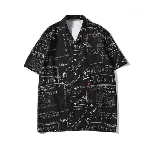 

for men fashion mens designer shirts black creative pattern short sleeve shirts casual beach loose blouse, White;black