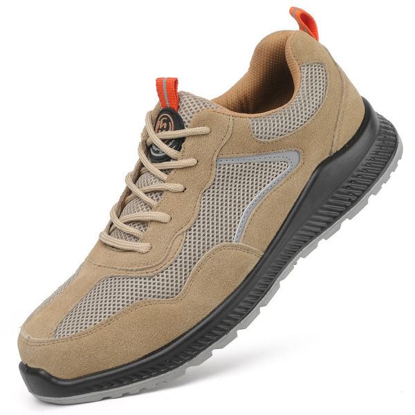 

men and women safety boots outdoor breathable men shoes steel toe puncture-proof workers sneakers for hiking/mountain, Black