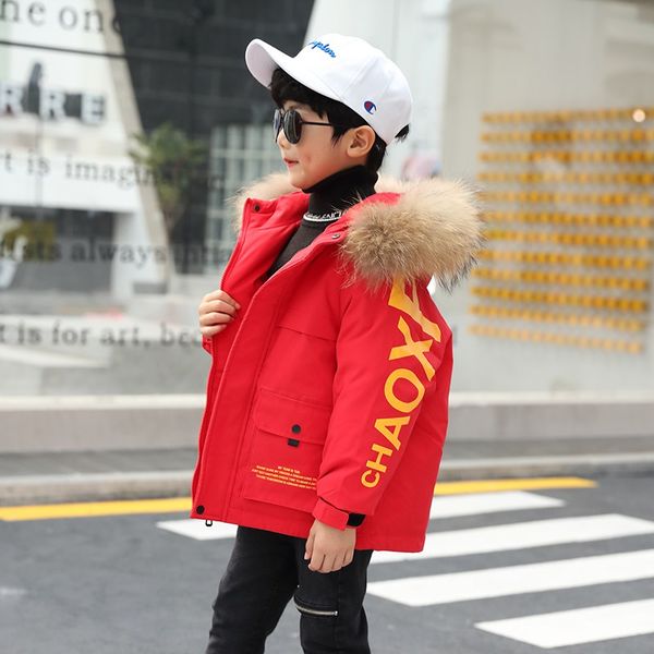 

winter thicken warm children duck down coats parkas fashion fur hats hooed jackets brand boys clothing warm, Blue;gray