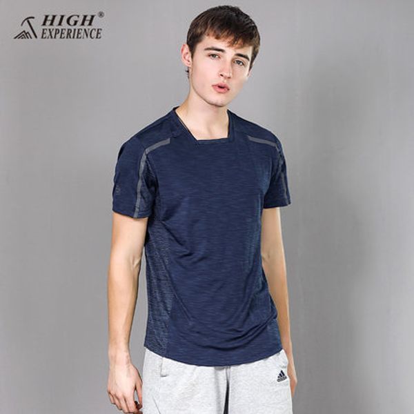

high experienc t - shirts for men running short sleeved t-shirts new mountaineering outdoor fast dry, Gray;blue