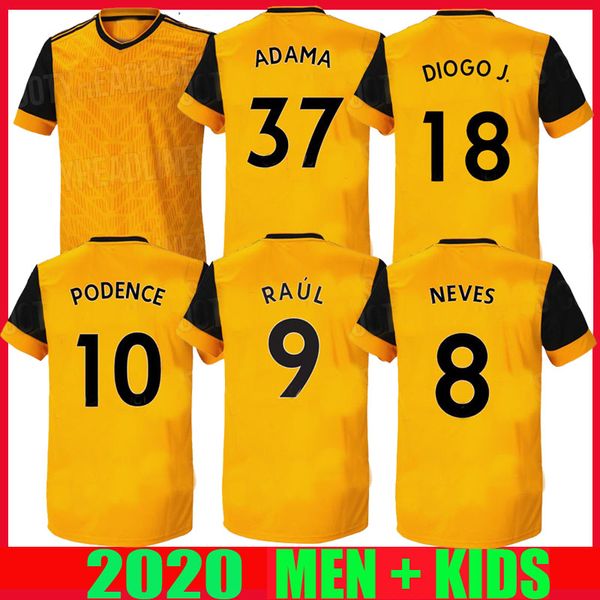 

2020 2021 волки футбол джерси 20 21 вулверхэмптон j.moutinho рауль neves podence cavaleiro adama мужчины дети футбол рубашки равномерная, Black;yellow