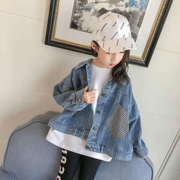 

new style 2020 spring autumn warm children clothes cute casual soft denim girl outerwear jackets for 3-12 year girls coats, Blue;gray