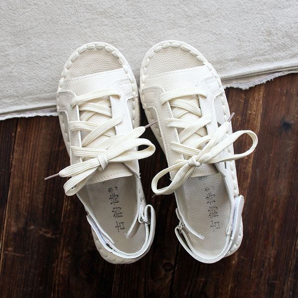 

2020 summer new literary retro flat sandals korean version of mori beach shoes casual fisherman shoes women, Black